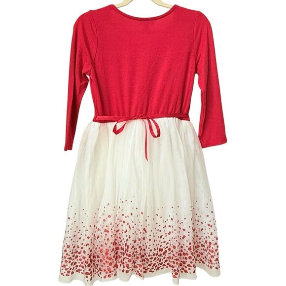 Zunie Girls Long Sleeve Sparkle Red & White Tulle Christmas Party Dress. 6. NEW. - Picture 4 of 7